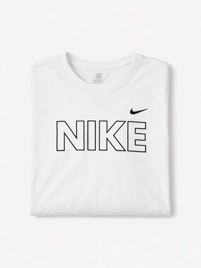 Nike Men’s 2XL White Logo Tee Shirt Swoosh Graphic Cotton Casual Streetwear XXL